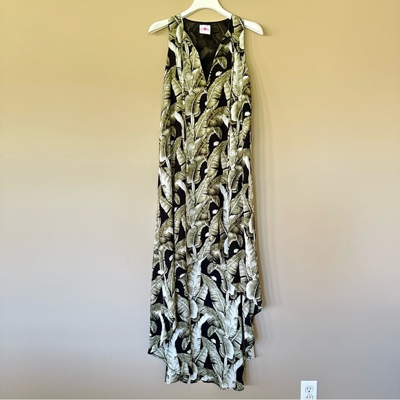 NWOT Buddy Love S/M Sleeveless Palm Leaf Dress Tropical V-Neck Spring Summer - Picture 3 of 8